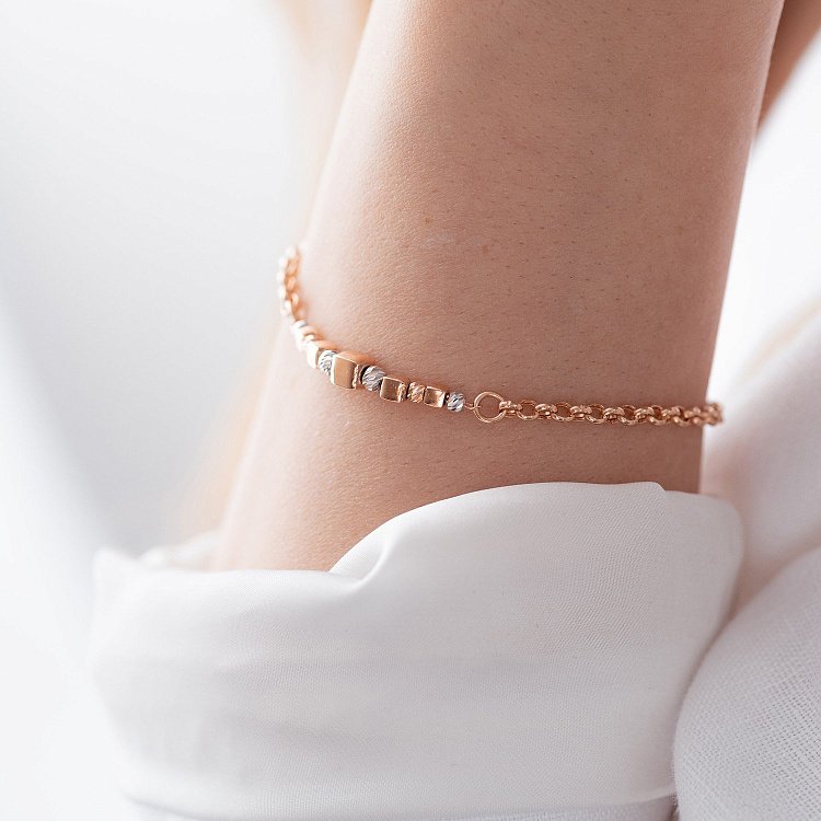 Золотий браслет "Кубики та кульки" б05062 від ювелірного магазину Онікс - 2