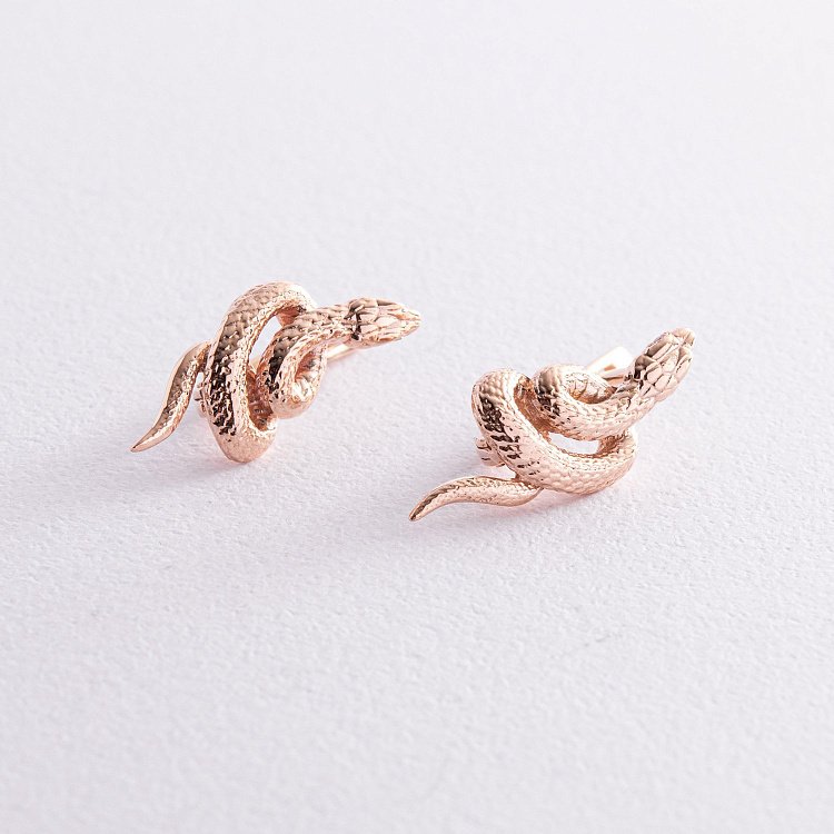 Золоті сережки "Змії" (білі фіаніти) с08470 від ювелірного магазину Онікс