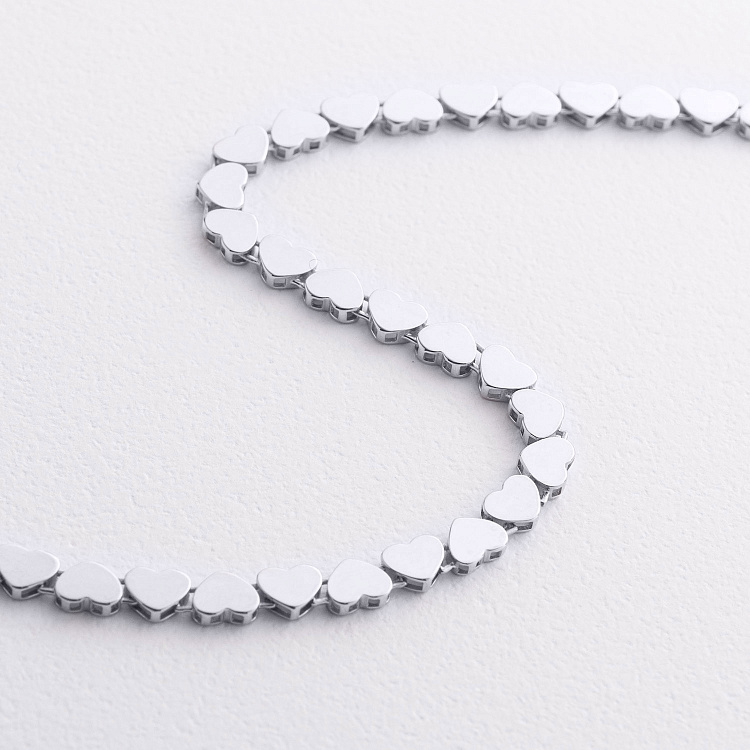 Браслет "Сердечки" в белом золоте б05784 от ювелирного магазина Оникс - 2