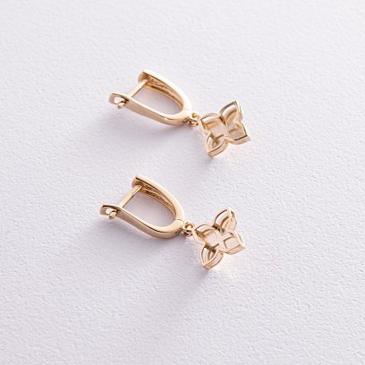 Серьги "Клевер" в желтом золоте с08458 №3