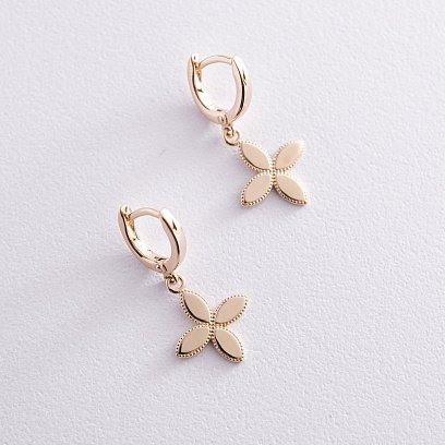 Сережки "Конюшина" в жовтому золоті с07107 №3