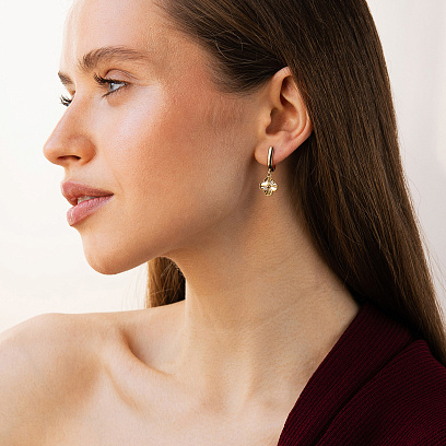 Сережки "Конюшина" в жовтому золоті с09474 №4