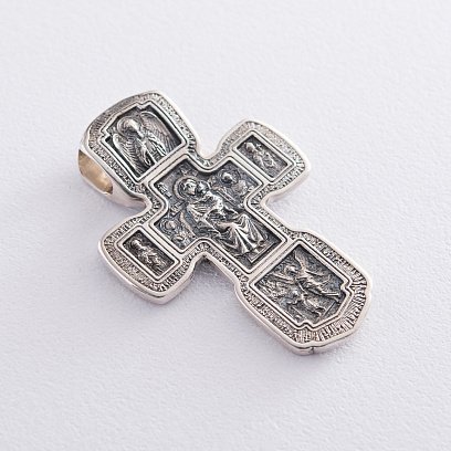 Серебряный православный крест "Распятие Христово. Икона Божией Матери "Толгская" 133006 №5