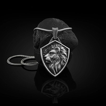 Серебряный кулон "Гривистый лев" 133192