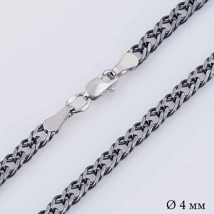 Серебряная черненая цепочка плетение Двойной ромб 10303 от ювелирного магазина Оникс