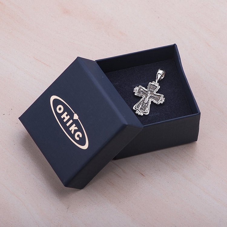 Срібний православний хрест (чорніння) 132401 від ювелірного магазину Онікс - 2