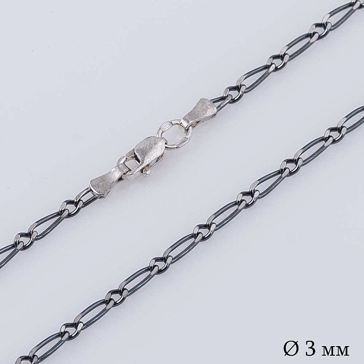 Серебряная черненая цепочка плетение Фигаро 1+1 10993 от ювелирного магазина Оникс
