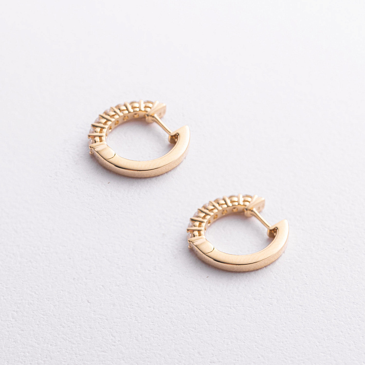 Серьги - кольца в желтом золоте (бриллианты) сб0731ri от ювелирного магазина Оникс - 1