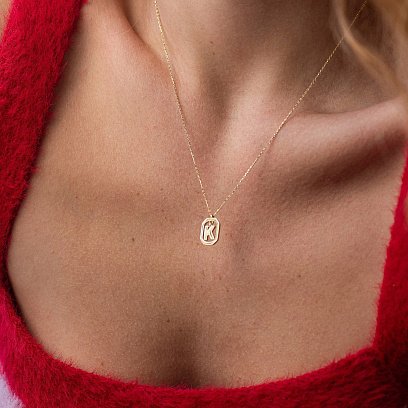 Кольє з літерою "К" у жовтому золоті кол02463к №2