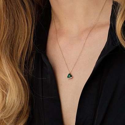 Золоте кольє (малахіт, діаманти) колб0116sm №2