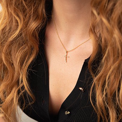 Золотое колье "Крестик" с бриллиантами колб0085са №6