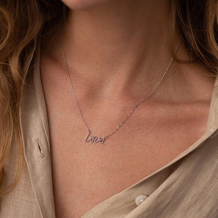 Колье "Love" в белом золоте кол02266 от ювелирного магазина Оникс - 5