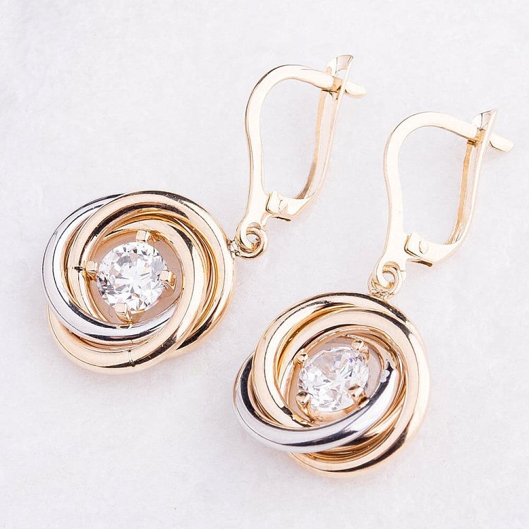 Золоті сережки з фіанітами с03830 від ювелірного магазину Онікс - 1