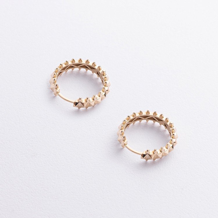 Серьги - кольца в желтом золоте с09299 от ювелирного магазина Оникс - 2