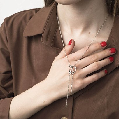 Серебряное колье без камней 18755 №5