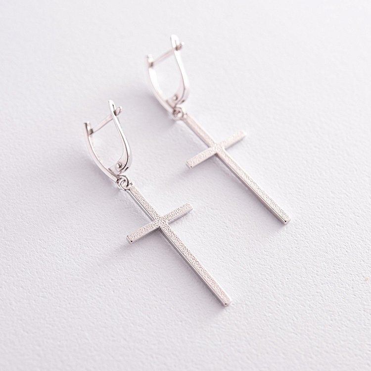 Серебряные серьги "Крестики" 123222 от ювелирного магазина Оникс - 3