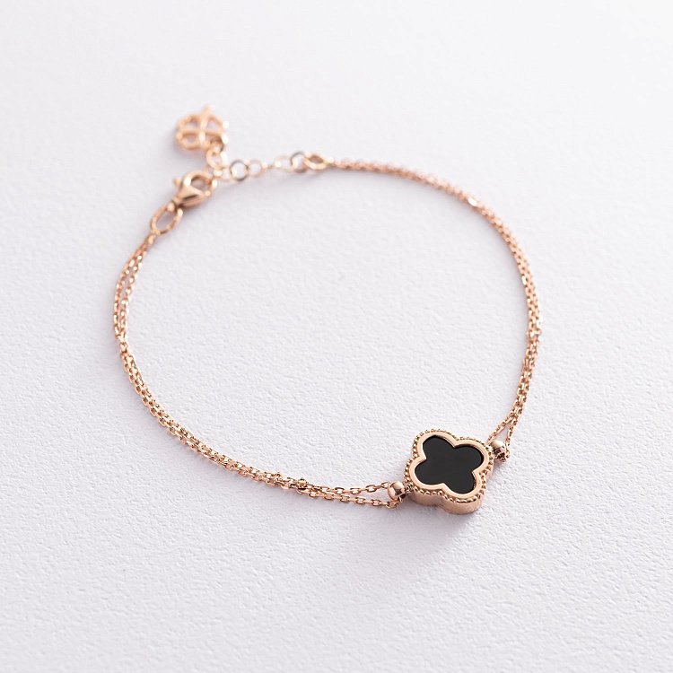 Браслет "Клевер" в красном золоте (оникс) б04554 от ювелирного магазина Оникс