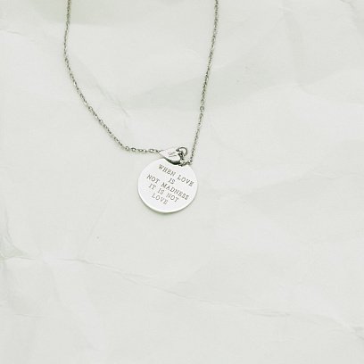 Срібне кольє з гравіюванням "Божевільне кохання" 18976с №4