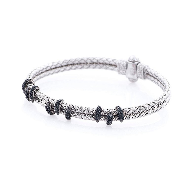 Срібний браслет з чорними фіанітами 141002 від ювелірного магазину Онікс