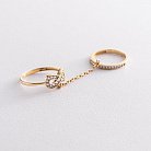Двойное кольцо из золота с фианитами к04009 от ювелирного магазина Оникс - 3