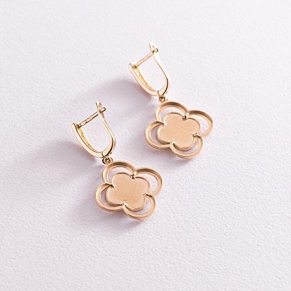 Сережки "Конюшина" в жовтому золоті (емаль) с07779 №3