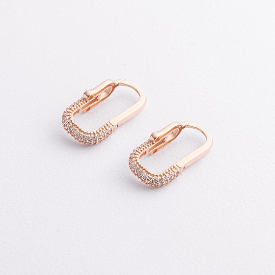 Серьги с фианитами (красное золото) с09594 №4