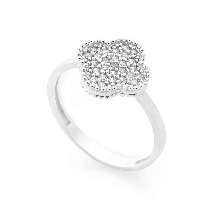 Золотое кольцо "Клевер" (фианиты) к05691 от ювелирного магазина Оникс