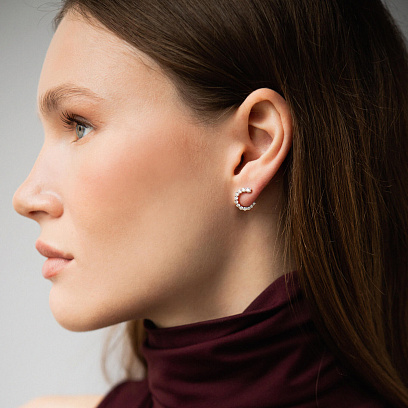 Золотые серьги-пусеты с бриллиантами сб0280ri №5