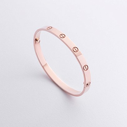 Жесткий браслет "Love" в красном золоте б05460