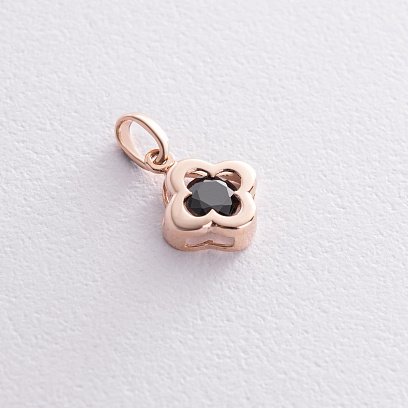 Золота підвіска "Конюшина" (чорний фіаніт) п02816