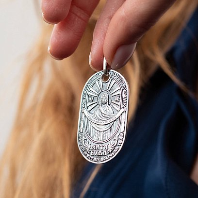 Серебряная ладанка с Божьей Матерью 132752 №2