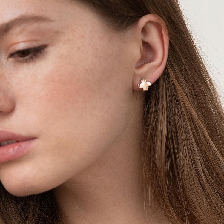 Золоті сережки "Хрестики" с06966 від ювелірного магазину Онікс - 3