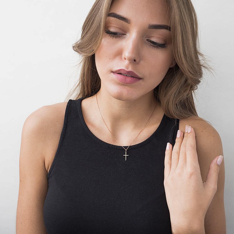 Золотий хрестик з діамантами пб0071ch від ювелірного магазину Онікс - 3