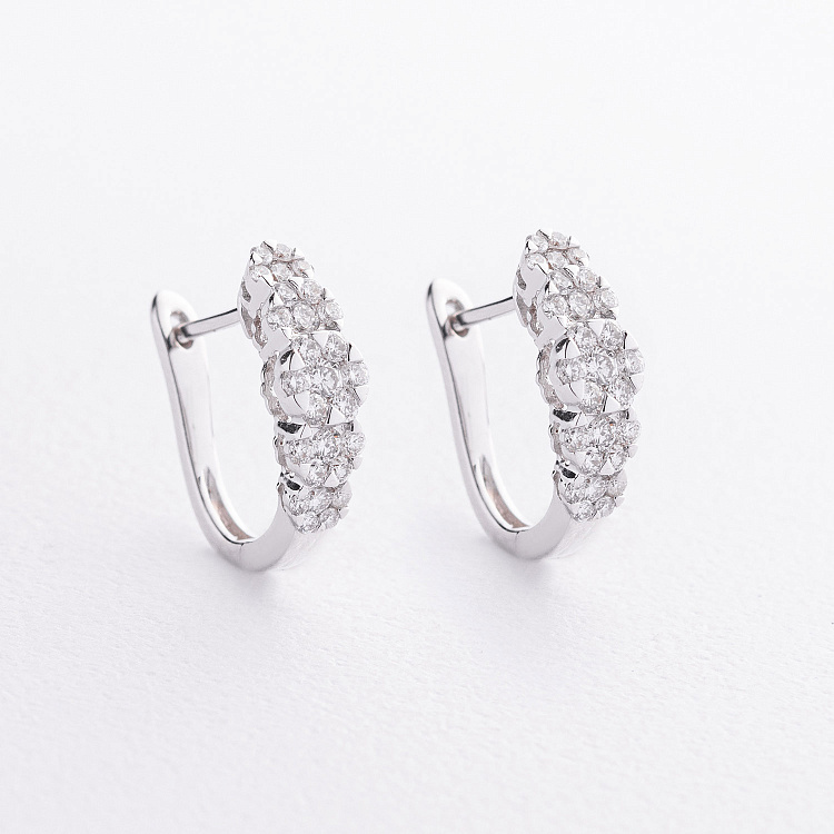 Серьги "Цветочки" в белом золоте (бриллианты) сб0710ca от ювелирного магазина Оникс