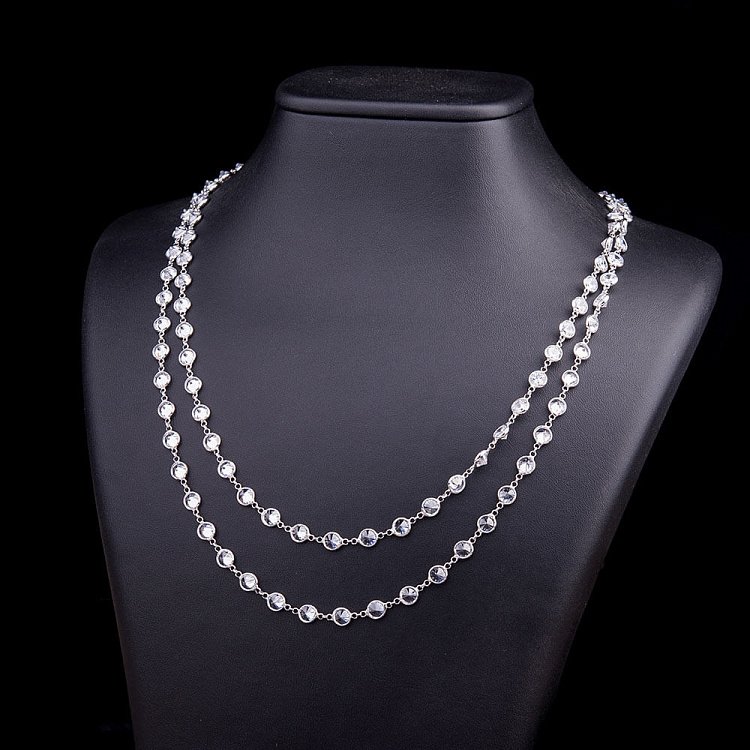 Серебряное колье с фианитами 18196 от ювелирного магазина Оникс