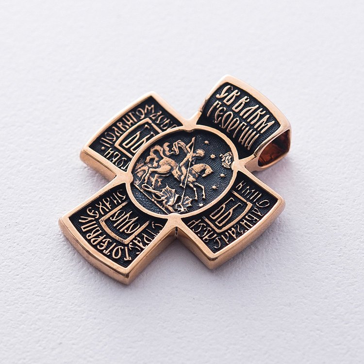 Золотий хрестик з чорнінням "Архангел Михаїл" п02684 від ювелірного магазину Онікс - 2