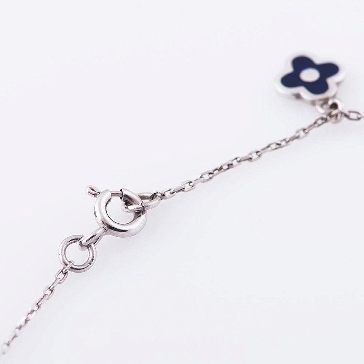 Золотой браслет "Клевер" на ногу с эмалью б01914 от ювелирного магазина Оникс - 4