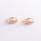 Золотые серьги - кольца с фианитами с07983 от ювелирного магазина Оникс - 2