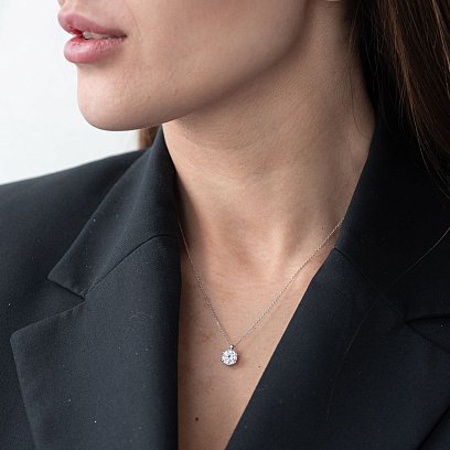 Срібне кольє з фіанітом 181019 №5