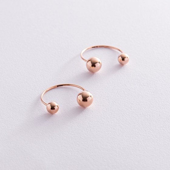 Серьги "Хельга" с шариками (красное золото) с08234 №5