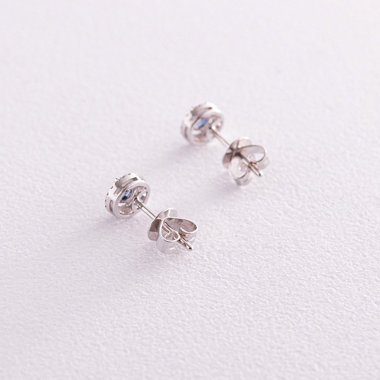 Золотые серьги - пусеты с бриллиантами и сапфирами сб0418ca от ювелирного магазина Оникс - 4