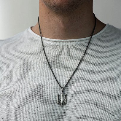 Подвеска "Герб Украины - Тризуб" в серебре 133150 №2