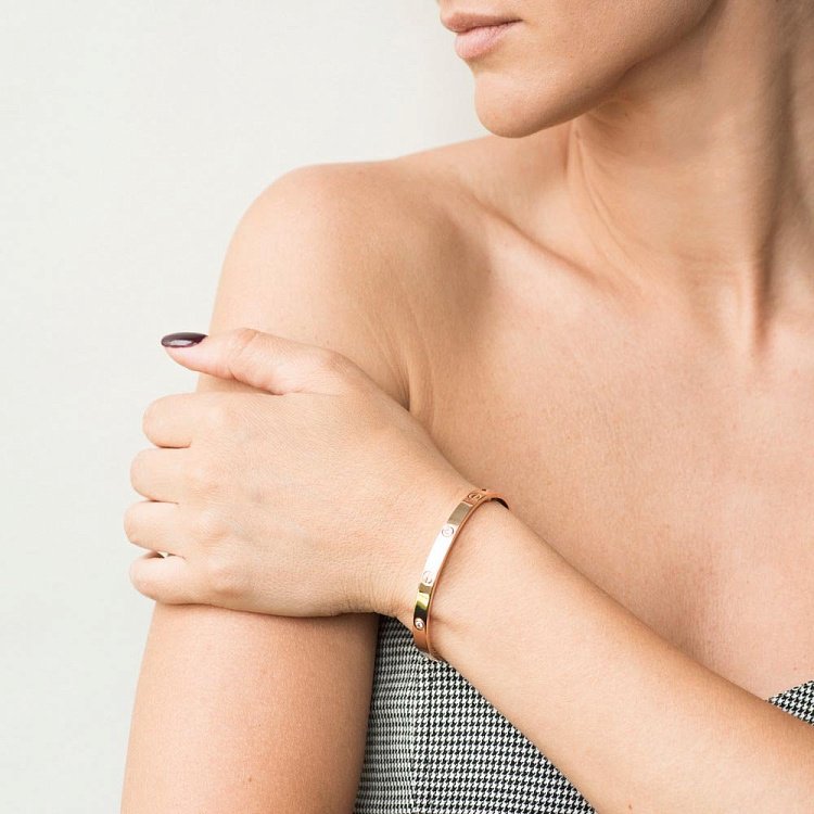 Золотой браслет с фианитами б03516 от ювелирного магазина Оникс - 3