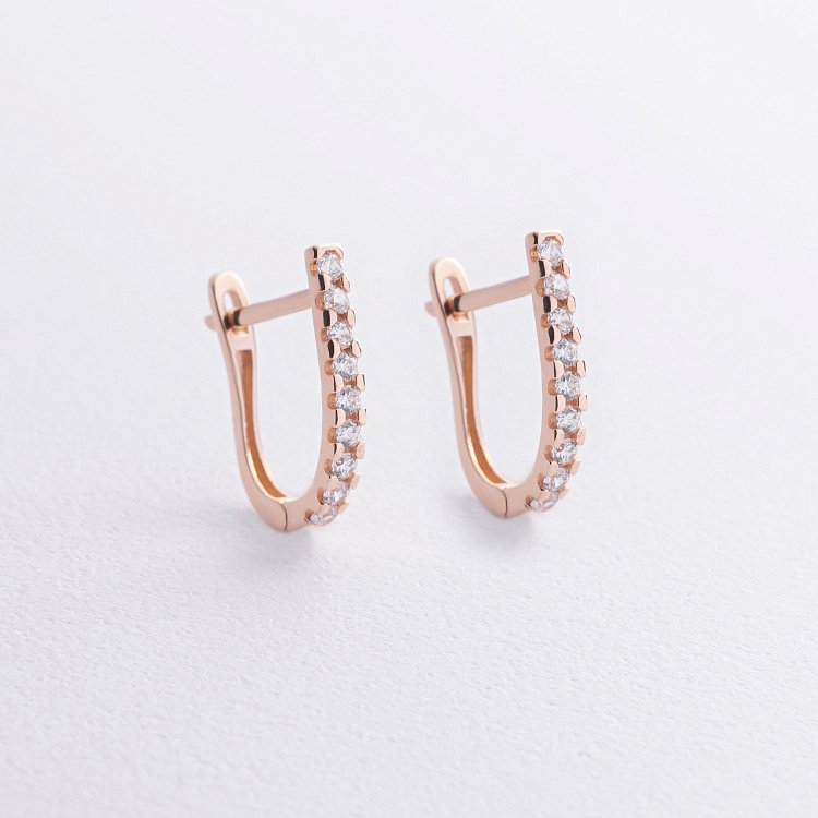 Золотые серьги с фианитами с09136 от ювелирного магазина Оникс