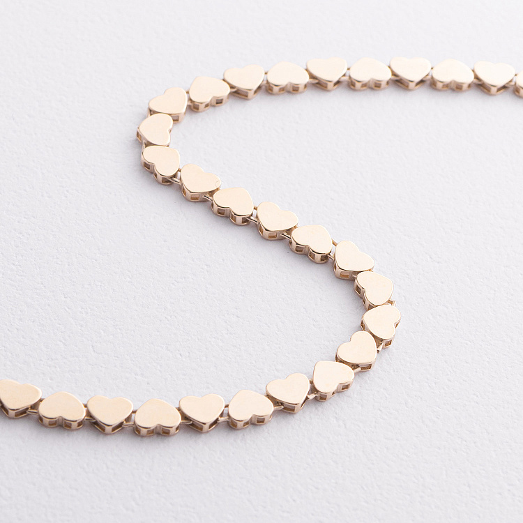 Браслет "Сердечки" в желтом золоте б05783 от ювелирного магазина Оникс - 2