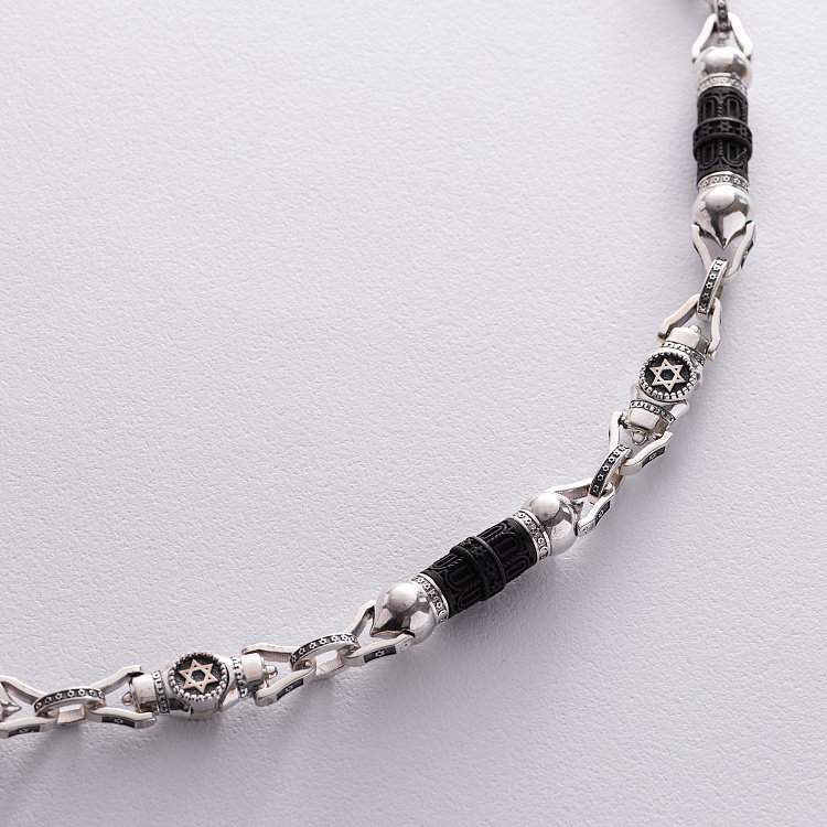 Чоловічий срібний ланцюжок "Зірка Давида" з ебеновим деревом 811 від ювелірного магазину Онікс - 5