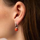 Сережки з коралом (біле золото) с08741 от ювелирного магазина Оникс - 6