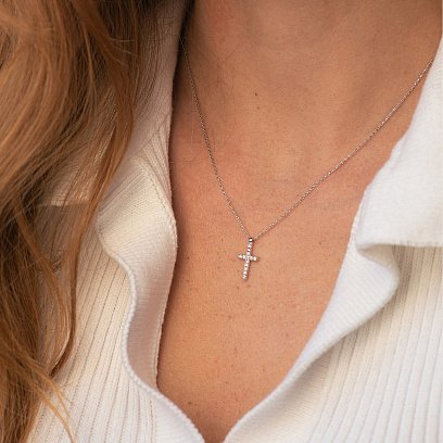 Золоте кольє з хрестиком (фіаніт) кол00862 №2