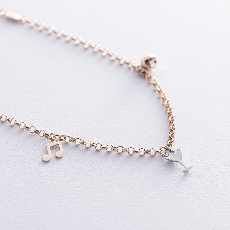 Золотой браслет на ногу б02744 от ювелирного магазина Оникс - 3