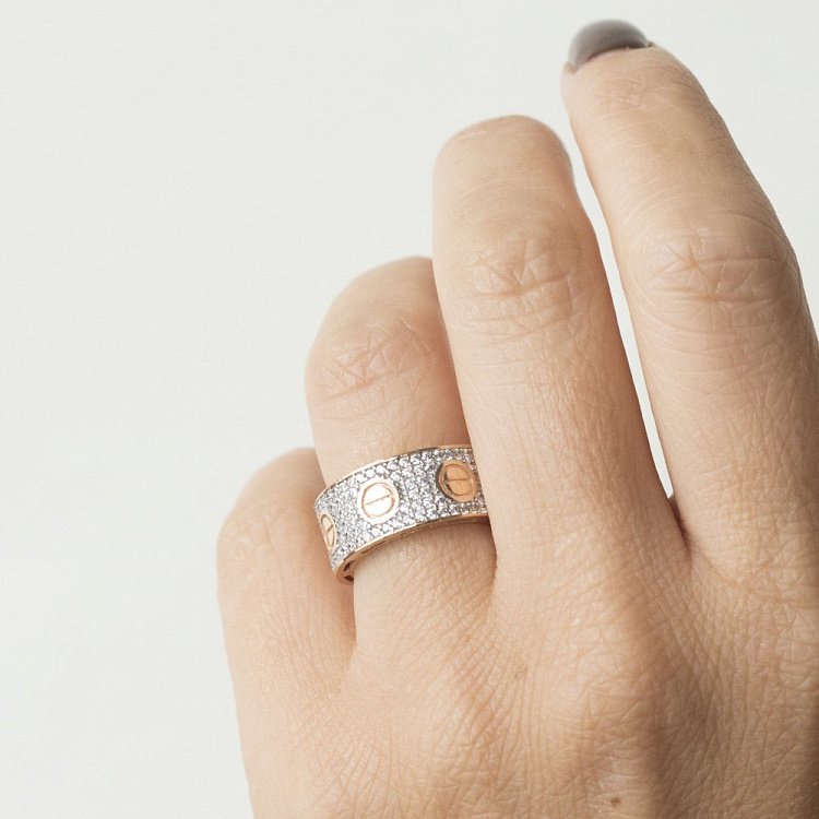 Золота каблучка з фіанітами к05225 - 3 Золота каблучка з фіанітами к05225 від ювелірного магазину Онікс - 3